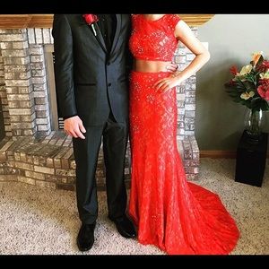 Sherri Hill Red Two Piece Prom Dress